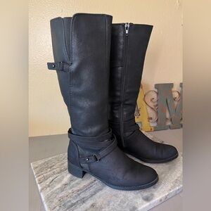 Easy Street Black Shimmer Knee high Boots